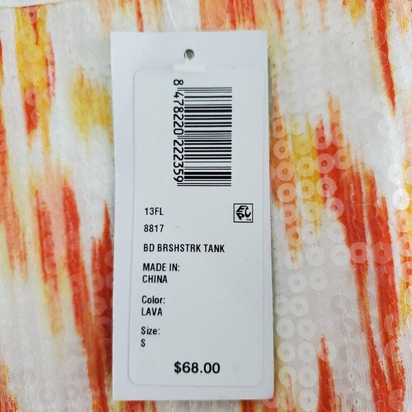 C Wonder Womens Brushstrokes All Over Sequin Tank Top Size S Orange Pullover NWT - Picture 4 of 10